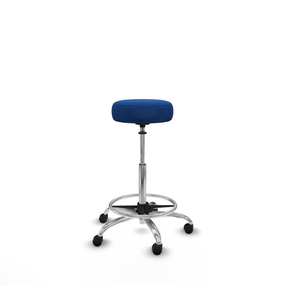 Tolosa giratorio similpiel azul base cromada ruedas engomadas 50mm aro cromado