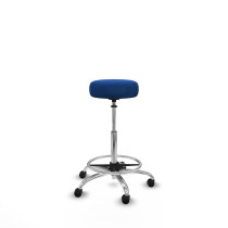 Tolosa giratorio similpiel azul base cromada ruedas engomadas 50mm aro cromado