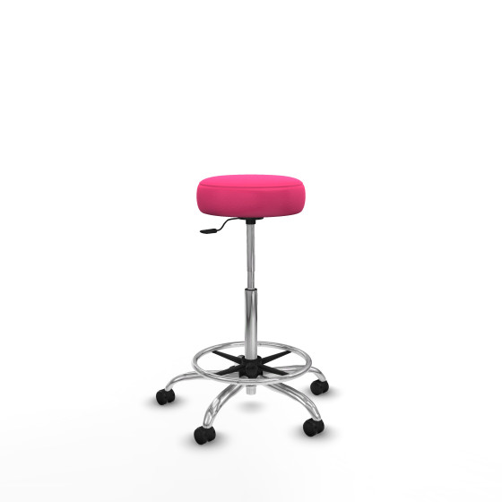 Tolosa giratorio similpiel rosa base cromada ruedas engomadas 50mm aro cromado