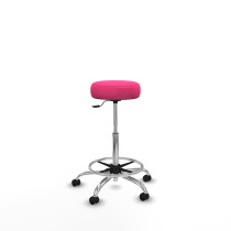 Tolosa giratorio similpiel rosa base cromada ruedas engomadas 50mm aro cromado