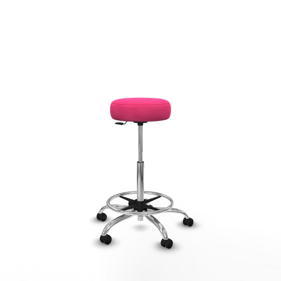 Tolosa giratorio similpiel rosa base cromada ruedas engomadas 50mm aro cromado