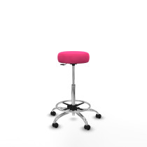 Tolosa giratorio similpiel rosa base cromada ruedas engomadas 50mm aro cromado