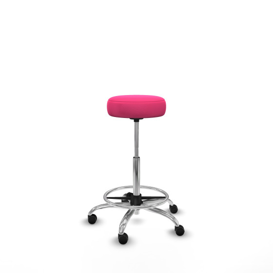Tolosa giratorio similpiel rosa base cromada ruedas engomadas 50mm aro cromado