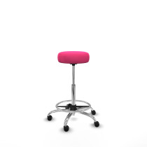 Tolosa giratorio similpiel rosa base cromada ruedas engomadas 50mm aro cromado