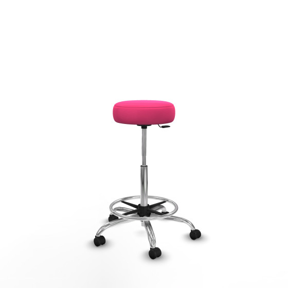 Tolosa giratorio similpiel rosa base cromada ruedas engomadas 50mm aro cromado