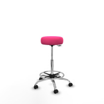 Tolosa giratorio similpiel rosa base cromada ruedas engomadas 50mm aro cromado