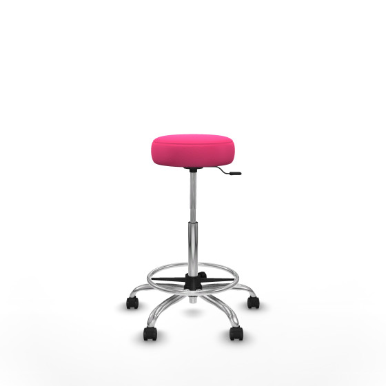 Tolosa giratorio similpiel rosa base cromada ruedas engomadas 50mm aro cromado