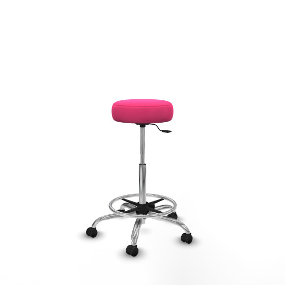Tolosa giratorio similpiel rosa base cromada ruedas engomadas 50mm aro cromado