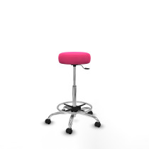 Tolosa giratorio similpiel rosa base cromada ruedas engomadas 50mm aro cromado