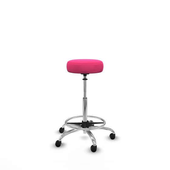 Tolosa giratorio similpiel rosa base cromada ruedas engomadas 50mm aro cromado