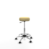 Tolosa giratorio similpiel crema base cromada ruedas engomadas 50mm aro cromado