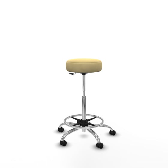 Tolosa giratorio similpiel crema base cromada ruedas engomadas 50mm aro cromado