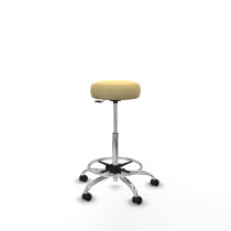 Tolosa giratorio similpiel crema base cromada ruedas engomadas 50mm aro cromado