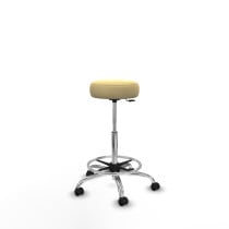 Tolosa giratorio similpiel crema base cromada ruedas engomadas 50mm aro cromado
