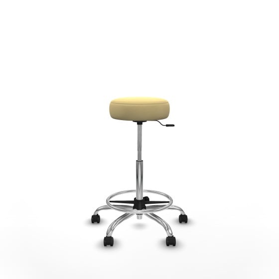 Tolosa giratorio similpiel crema base cromada ruedas engomadas 50mm aro cromado