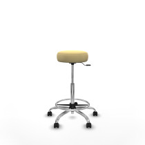 Tolosa giratorio similpiel crema base cromada ruedas engomadas 50mm aro cromado