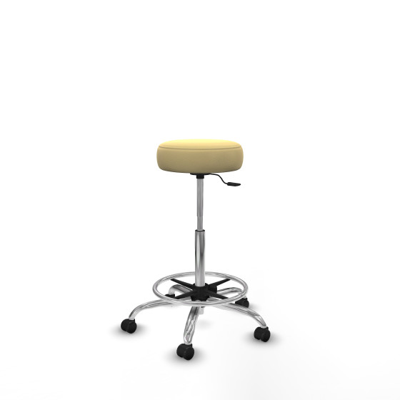 Tolosa giratorio similpiel crema base cromada ruedas engomadas 50mm aro cromado