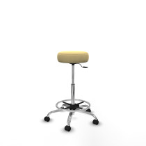 Tolosa giratorio similpiel crema base cromada ruedas engomadas 50mm aro cromado