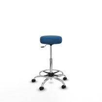 Tolosa giratorio similpiel azul claro base cromada ruedas engomadas 50mm aro cromado