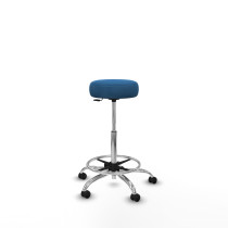 Tolosa giratorio similpiel azul claro base cromada ruedas engomadas 50mm aro cromado