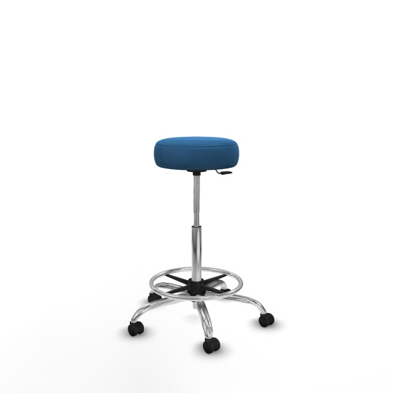 Tolosa giratorio similpiel azul claro base cromada ruedas engomadas 50mm aro cromado