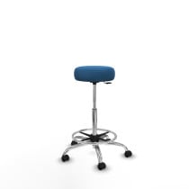 Tolosa giratorio similpiel azul claro base cromada ruedas engomadas 50mm aro cromado