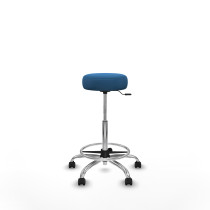 Tolosa giratorio similpiel azul claro base cromada ruedas engomadas 50mm aro cromado