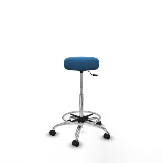 Tolosa giratorio similpiel azul claro base cromada ruedas engomadas 50mm aro cromado