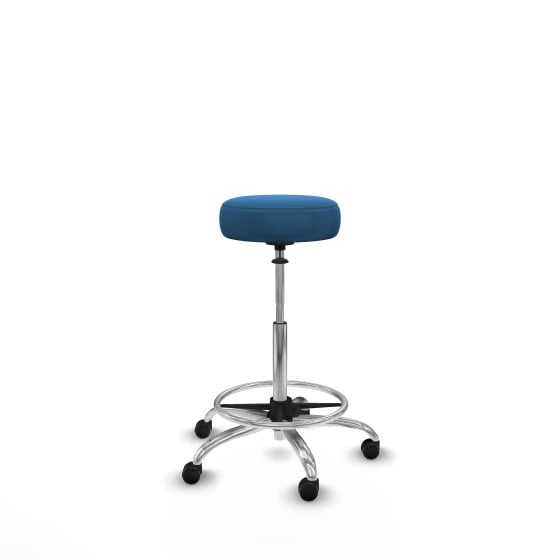 Tolosa giratorio similpiel azul claro base cromada ruedas engomadas 50mm aro cromado