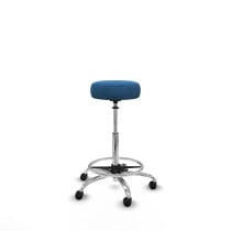 Tolosa giratorio similpiel azul claro base cromada ruedas engomadas 50mm aro cromado