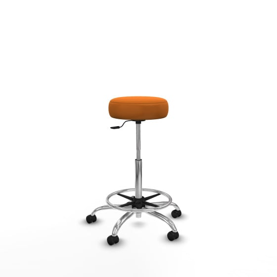 Tolosa giratorio similpiel naranja base cromada ruedas engomadas 50mm aro cromado