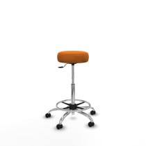 Tolosa giratorio similpiel naranja base cromada ruedas engomadas 50mm aro cromado