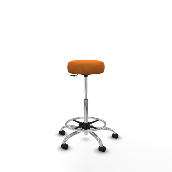 Tolosa giratorio similpiel naranja base cromada ruedas engomadas 50mm aro cromado