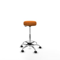 Tolosa giratorio similpiel naranja base cromada ruedas engomadas 50mm aro cromado