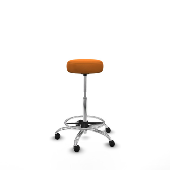 Tolosa giratorio similpiel naranja base cromada ruedas engomadas 50mm aro cromado