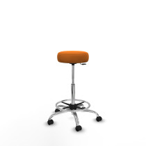Tolosa giratorio similpiel naranja base cromada ruedas engomadas 50mm aro cromado