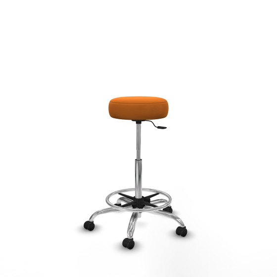 Tolosa giratorio similpiel naranja base cromada ruedas engomadas 50mm aro cromado