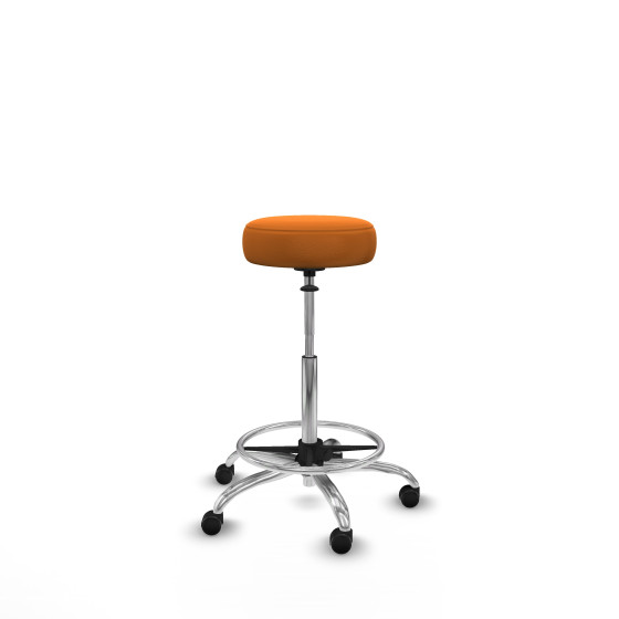 Tolosa giratorio similpiel naranja base cromada ruedas engomadas 50mm aro cromado