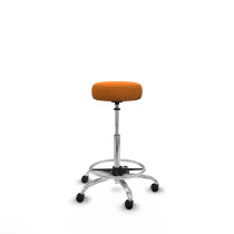 Tolosa giratorio similpiel naranja base cromada ruedas engomadas 50mm aro cromado