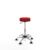 Tolosa giratorio similpiel rojo base cromada ruedas engomadas 50mm aro cromado
