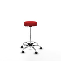 Tolosa giratorio similpiel rojo base cromada ruedas engomadas 50mm aro cromado