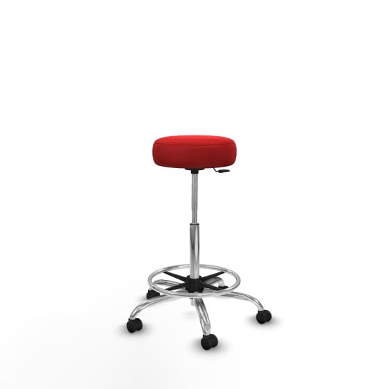 Tolosa giratorio similpiel rojo base cromada ruedas engomadas 50mm aro cromado