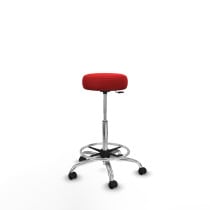 Tolosa giratorio similpiel rojo base cromada ruedas engomadas 50mm aro cromado