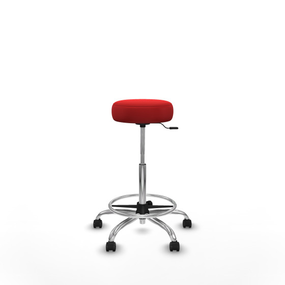 Tolosa giratorio similpiel rojo base cromada ruedas engomadas 50mm aro cromado
