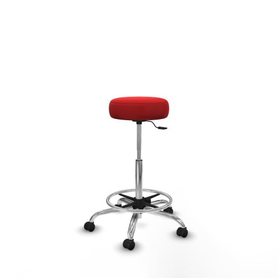 Tolosa giratorio similpiel rojo base cromada ruedas engomadas 50mm aro cromado