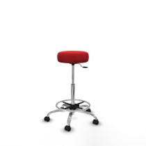 Tolosa giratorio similpiel rojo base cromada ruedas engomadas 50mm aro cromado
