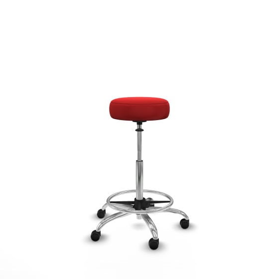 Tolosa giratorio similpiel rojo base cromada ruedas engomadas 50mm aro cromado