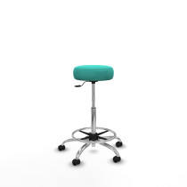 Tolosa giratorio similpiel turquesa base cromada ruedas engomadas 50mm aro cromado