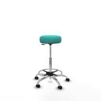 Tolosa giratorio similpiel turquesa base cromada ruedas engomadas 50mm aro cromado