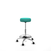 Tolosa giratorio similpiel turquesa base cromada ruedas engomadas 50mm aro cromado